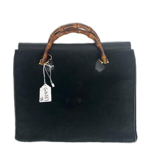 Gucci Bamboo Shopper Tote Suede Black - Picture 1 of 7